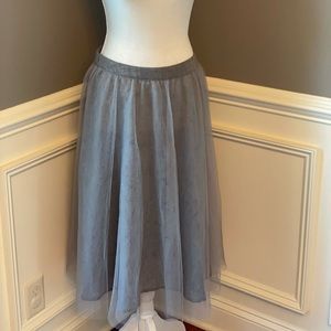 Grey LC Lauren Conrad Sz M Mesh Overlay Midi Skirt